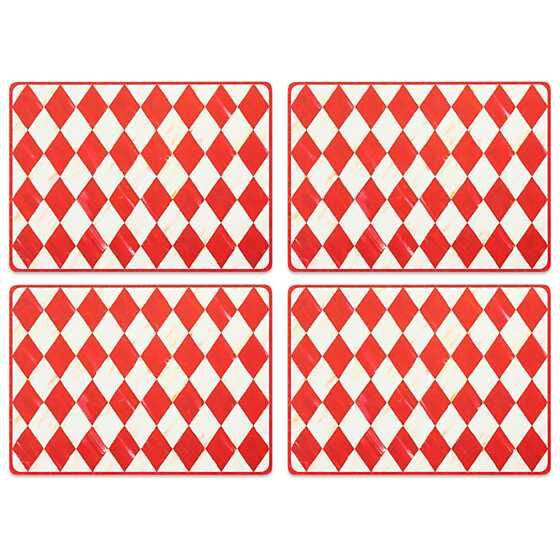 Red Harlequin Cork Back Placemats - Set of 4