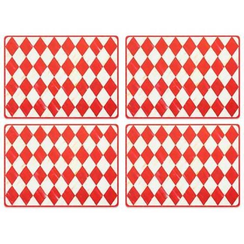 Red Harlequin Cork Back Placemats - Set of 4