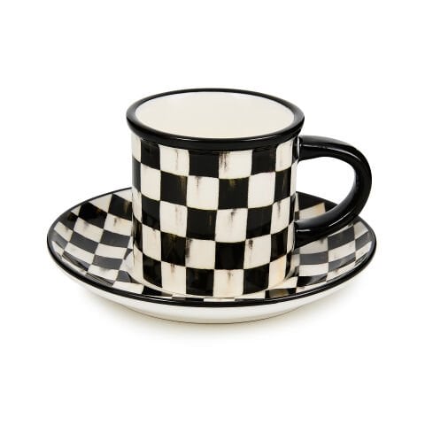 Courtly Check Espresso Cup & Saucer, Set of 2