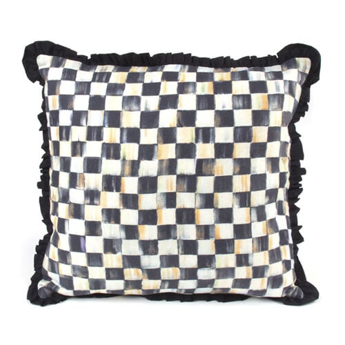 Courtly Check Ruffled Square Pillow
