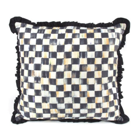 Courtly Check Ruffled Square Pillow