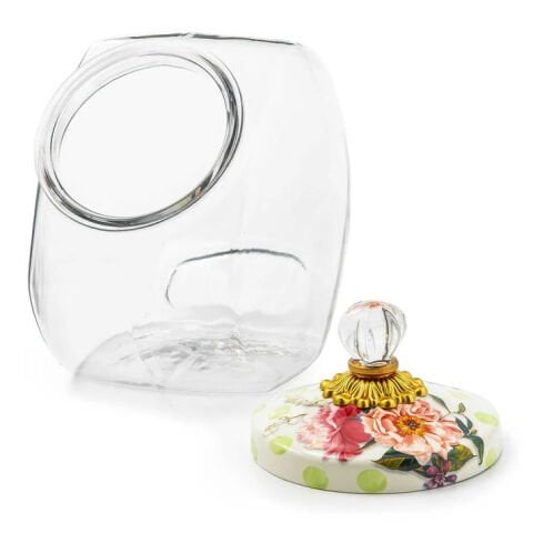 Cookie Jar with Wildflowers Green Lid