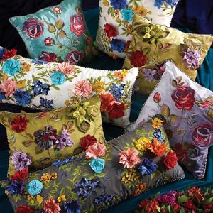Covent Garden Floral Lumbar Pillow - Grey