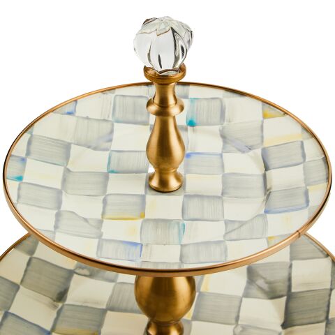 Sterling Check Two Tier Sweet Stand