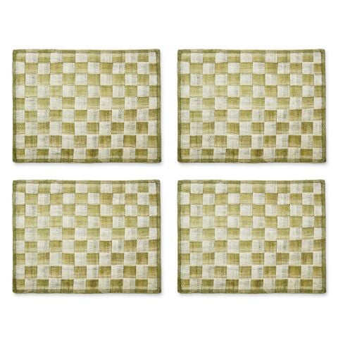 Green Sinamay Placemats, Set of 4