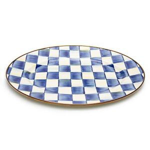 Royal Check Enamel Oval Platter - Small