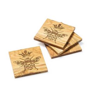 Queen Bee Wooden Coasters - Set of 4