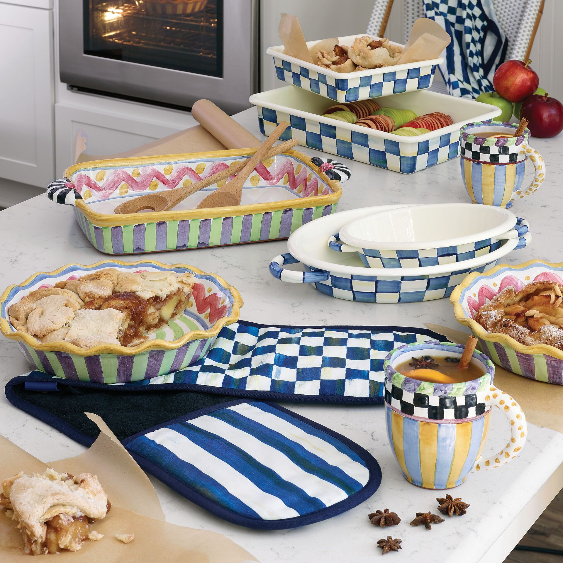 Royal Check Enamel Oval Gratin - Small