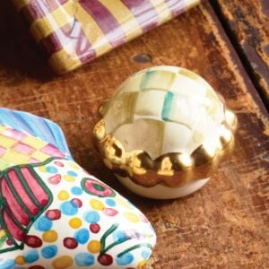 Petit Four Round Knob - Parchment Check