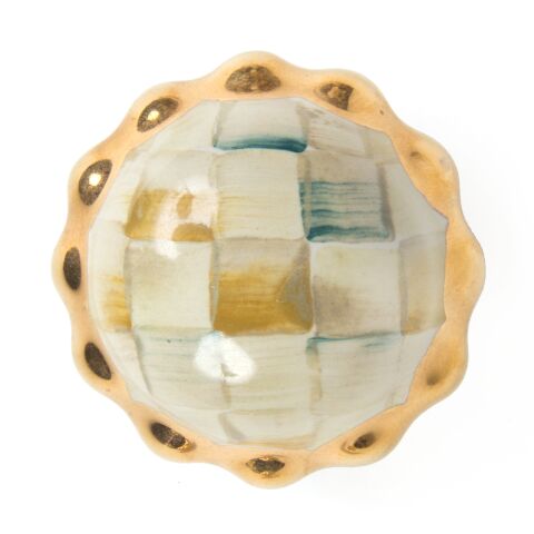 Petit Four Round Knob - Parchment Check
