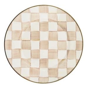 Mocha Check Dinner Plate