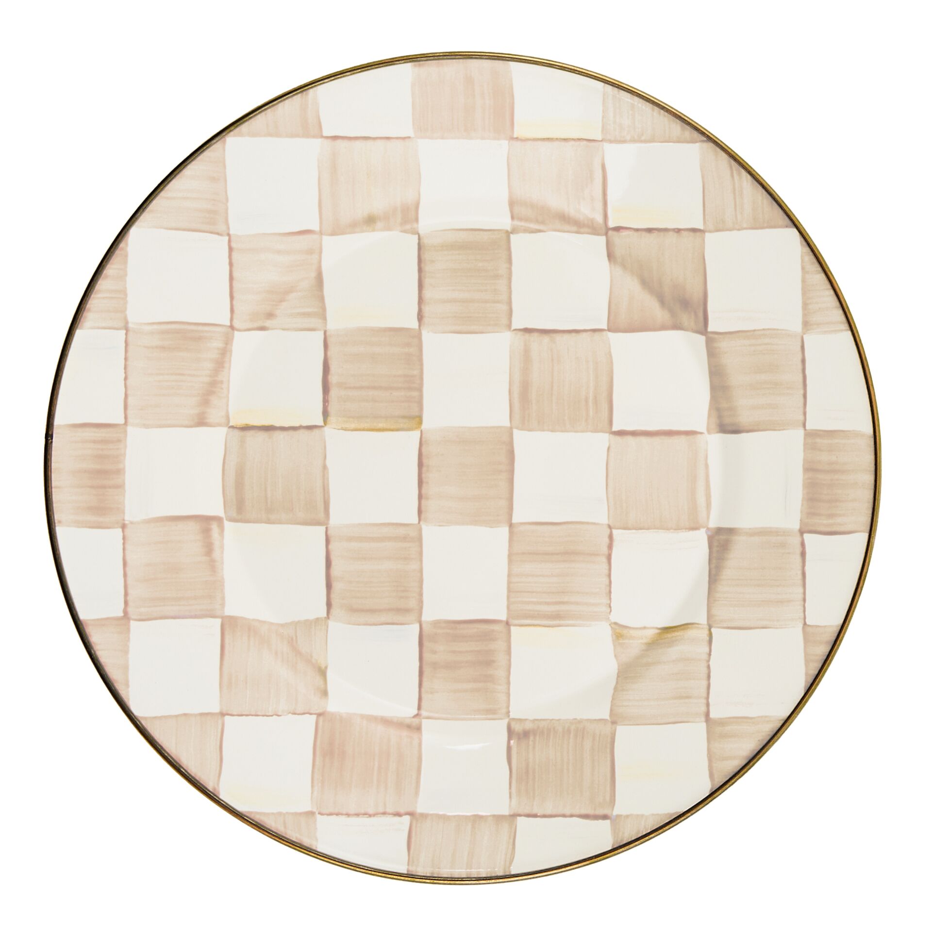 Mocha Check Dinner Plate