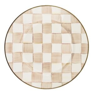 Mocha Check Dinner Plate