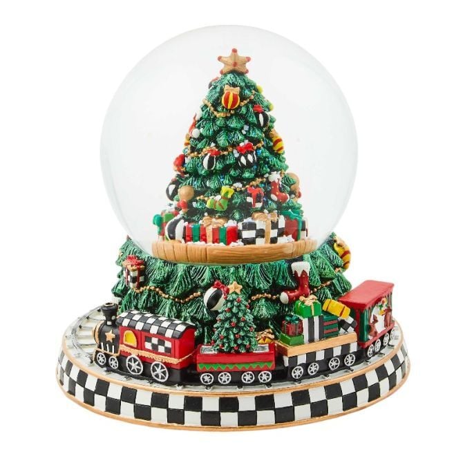 Cozy Christmas Tree & Train Snow Globe