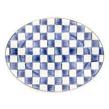 Royal Check Enamel Oval Platter - Medium