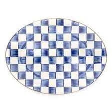 Royal Check Enamel Oval Platter - Medium