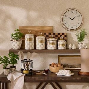 Mocha Check Herb Pots, Set of 3
