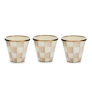 Mocha Check Herb Pots, Set of 3