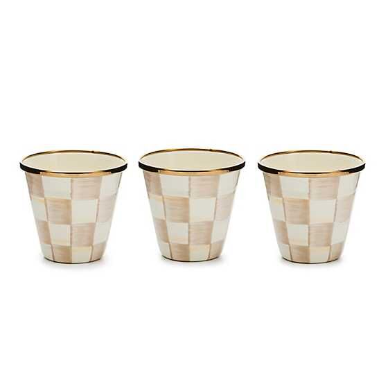 Mocha Check Herb Pots, Set of 3