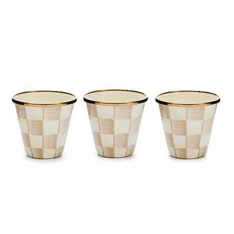 Mocha Check Herb Pots, Set of 3