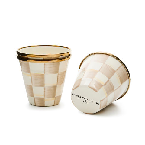 Mocha Check Herb Pots, Set of 3