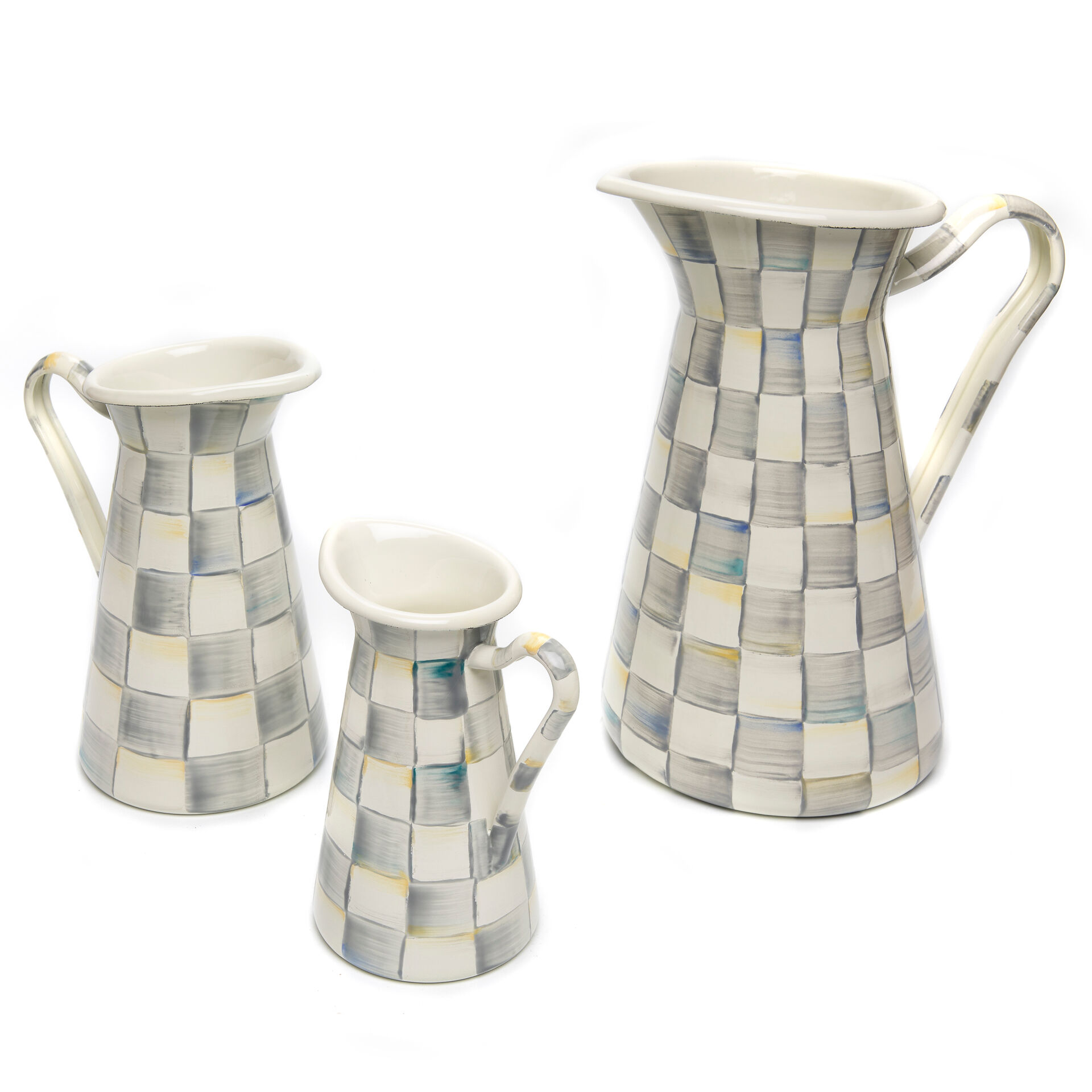Sterling Check Enamel Practical Pitcher - Large