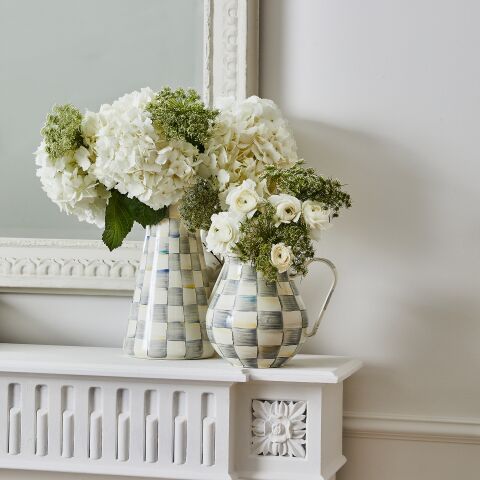 Sterling Check Enamel Practical Pitcher - Large