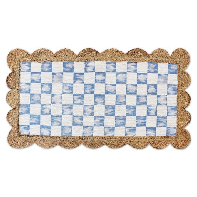 Blue Check with Jute Scallops 1'11.25'' x 3'8.5'' Rug