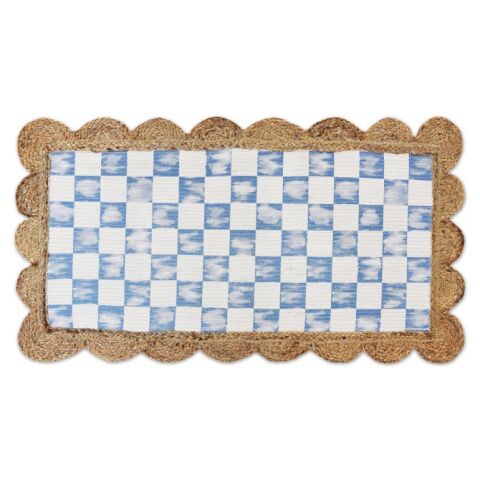 Blue Check with Jute Scallops 1'11.25'' x 3'8.5'' Rug