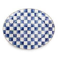 Royal Check Enamel Oval Platter - Large