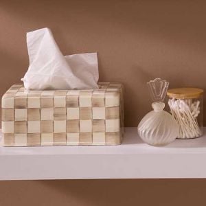 Mocha Check Standard Tissue Box Cover