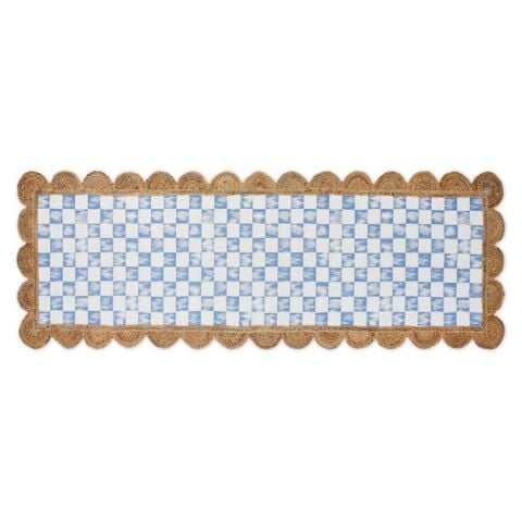 Blue Check with Jute Scallops 2'6'' x 7'11'' Runner