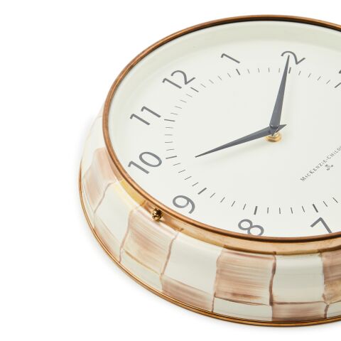 Mocha Check School Wall Clock