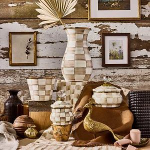 Mocha Check Tall Vase