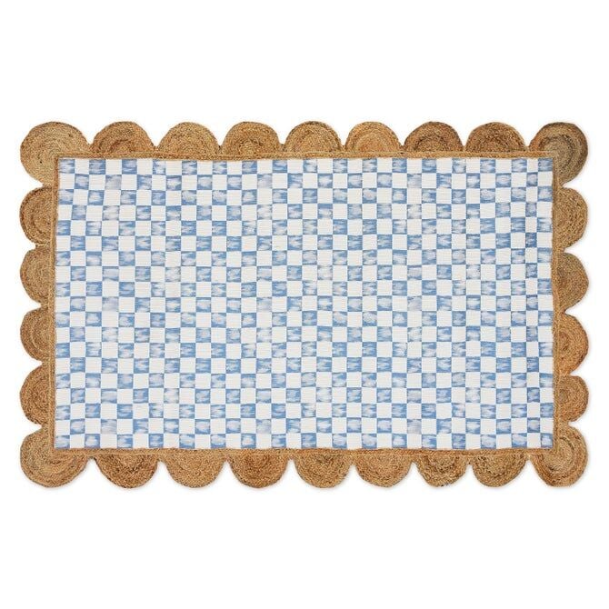 Blue Check with Jute Scallops 5' x 7'10.5'' Rug