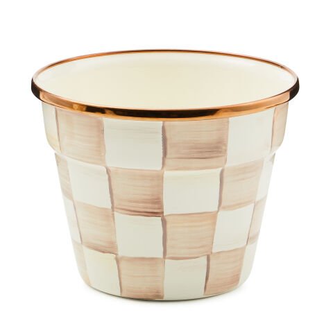 Mocha Check Small Garden Pot