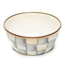 Sterling Check Enamel Pinch Bowl