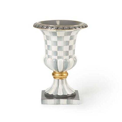 Sterling Check Pedestal Tabletop Urn