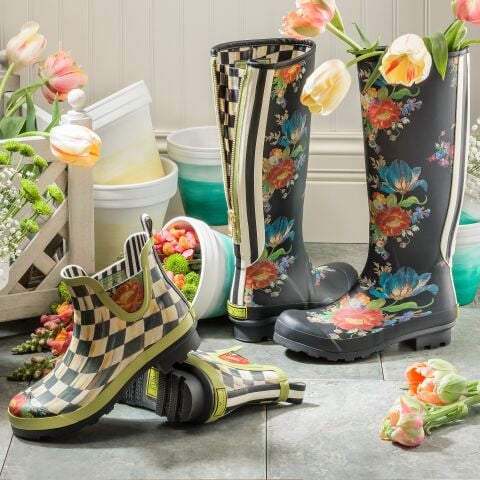 Courtly Check Rain Boots - Short - Size 9
