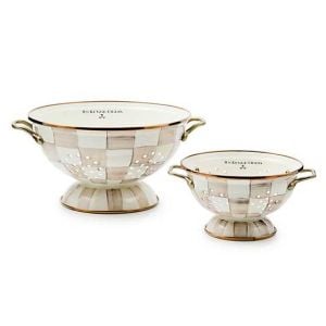 Mocha Check Small Colander