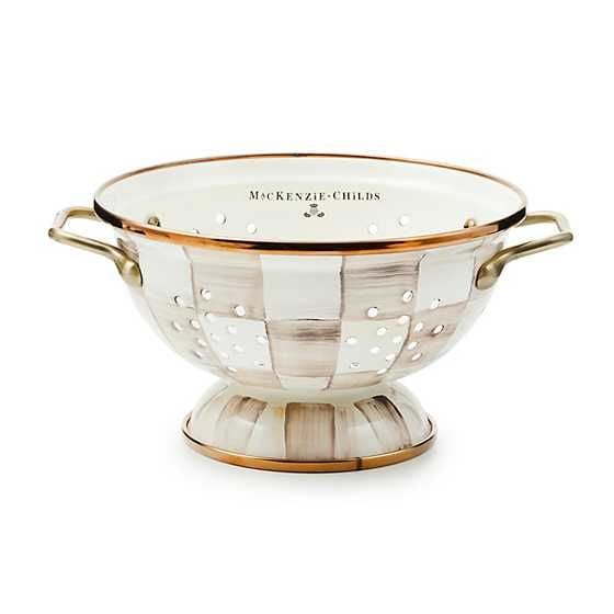 Mocha Check Small Colander