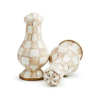 Mocha Check Large Salt & Pepper Shakers