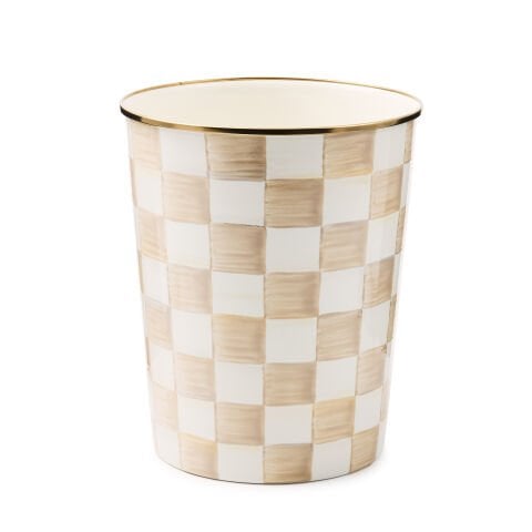 Mocha Check Waste Bin