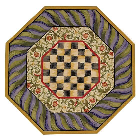 Courtly Check Rug - 5' Octagon - Purple & Green