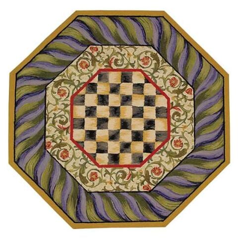 Courtly Check Rug - 5' Octagon - Purple & Green