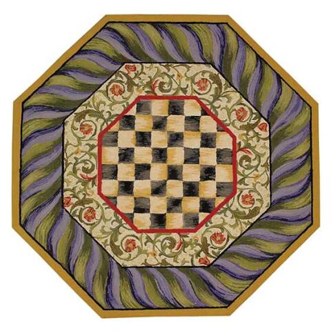 Courtly Check Rug - 5' Octagon - Purple & Green