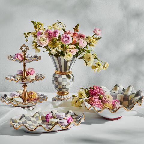 Sterling Check Ceramic Serving Platter