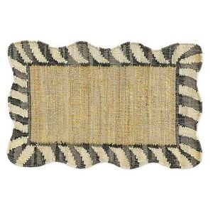 Jute Scalloped Black and White 2' x 3' Rug