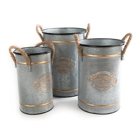 Flower Garden Buckets Set of 3