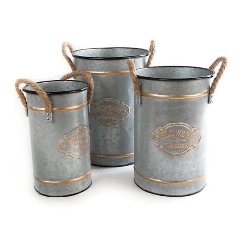 Flower Garden Buckets Set of 3